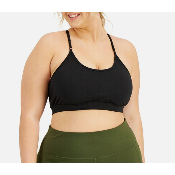 Ideology Gym Workout Yoga Powerlifting Gymgirl Solid Black Sports Bra Size 2X - Picture 2 of 3